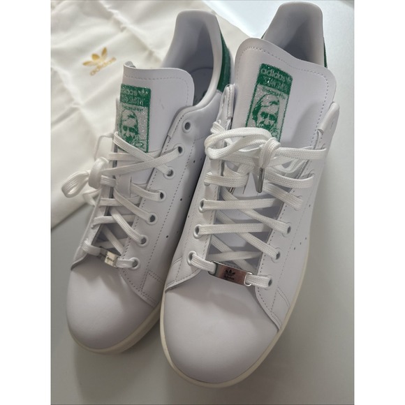 Adidas Stan Smith Swarovski Crystals Men's Size 12 White Green Shoes FX7482 - Picture 2 of 11